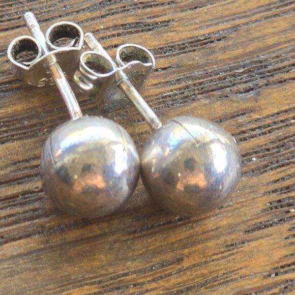 Ball stud earrings, vintage. - Picture 8 of 9